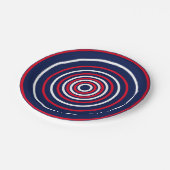 Patriotische Rote Marinekreise Streifen Tischsets Pappteller (Schrägansicht)