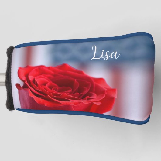 Patriotische Rote Rose Personalisiert Putter Cover Golf Headcover (Vorderseite)