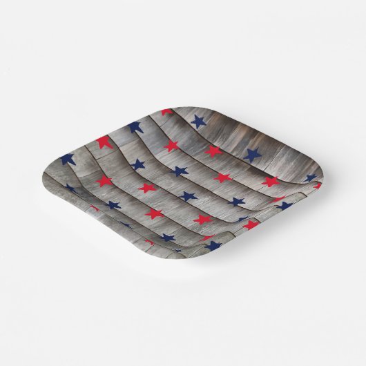 Patriotische Rote Seesterne Rote Sterne Rustikale Pappteller (Gewinkelt)