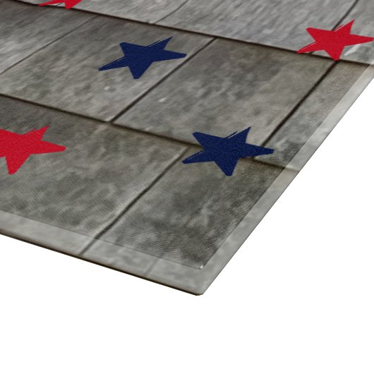Patriotische Rote Seesterne Rote Sterne Rustikale  Schneidebrett (Ecke)