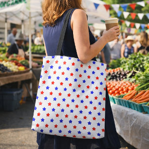 Patriotische rote und blaue Sterne vor weißem Hint Tasche