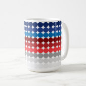 PATRIOTISCHE, ROTE WEISSE, BLAU, GRAU, KREISE KAFFEETASSE (VorderseiteRechts)