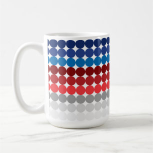 PATRIOTISCHE, ROTE WEISSE, BLAU, GRAU, KREISE KAFFEETASSE
