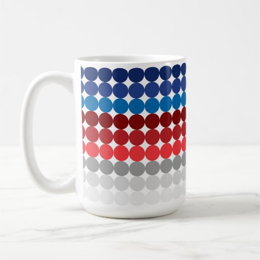 PATRIOTISCHE, ROTE WEISSE, BLAU, GRAU, KREISE KAFFEETASSE (Links)