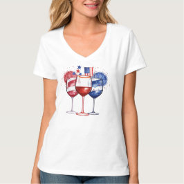 PATRIOTISCHE ROTE WEISSE BLAU USA WEINGLASEN T-Shirt