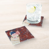 PATRIOTISCHE ROTE WEISSE BLAUE ALPACA GLASUNTERSETZER (Schrägansicht)