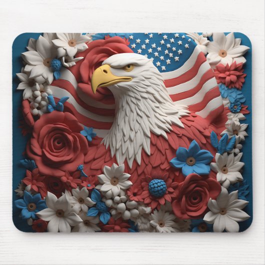 PATRIOTISCHE ROTE WEISSE BLAUE AMERIKANISCHER BALD MOUSEPAD (Vorne)