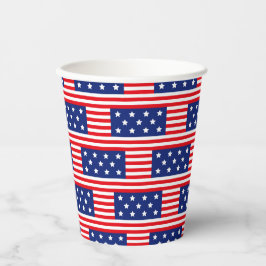 PATRIOTISCHE ROTE WEISSE BLAUE FLAGGE STREIFEN PAPPBECHER