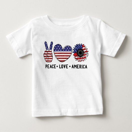 PATRIOTISCHE ROTE WEISSE BLAUE FRIEDENSLIEBE AMERI BABY T-SHIRT (Vorderseite)