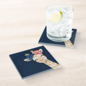 PATRIOTISCHE ROTE WEISSE BLAUE GIRAFFE GLASUNTERSETZER (Schrägansicht)