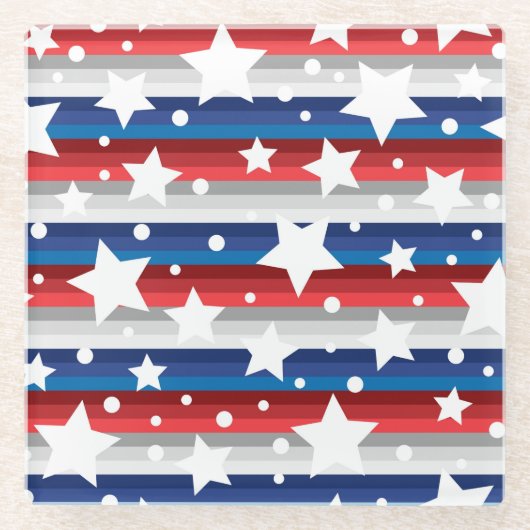 PATRIOTISCHE ROTE WEISSE BLAUE GRAUE STARTEN GLASUNTERSETZER (Vorderseite)