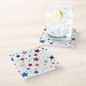 PATRIOTISCHE ROTE WEISSE BLAUE GRAUE STARTEN GLASUNTERSETZER (Schrägansicht)