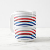 PATRIOTISCHE ROTE WEISSE BLAUE GRAUE STRIPEN KAFFEETASSE (Vorderseite Links)