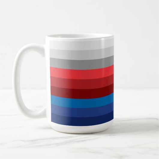 PATRIOTISCHE ROTE WEISSE BLAUE GRAUE STRIPEN KAFFEETASSE (Links)