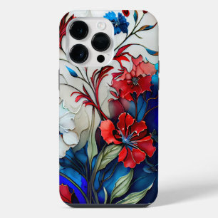 PATRIOTISCHE ROTE WEISSE BLAUE MOHNBLUMEN iPhone 14 PRO MAX HÜLLE