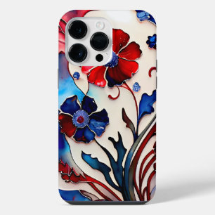 PATRIOTISCHE ROTE WEISSE BLAUE MOHNBLUMEN iPhone 14 PRO MAX HÜLLE