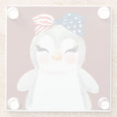 PATRIOTISCHE ROTE WEISSE BLAUE PENGUIN GLASUNTERSETZER (Rückseite)