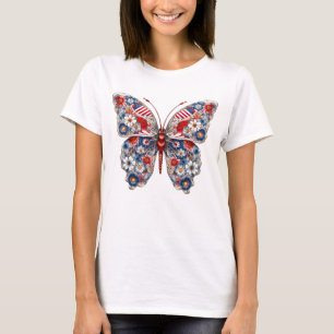 PATRIOTISCHE ROTE WEISSE BLAUE SCHALTFLÄCHE UND BL T-Shirt