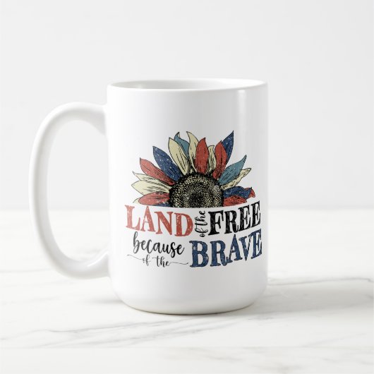 PATRIOTISCHE ROTE WEISSE BLAUE SONNENBLUME KAFFEETASSE (Links)