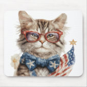 PATRIOTISCHE ROTE WEISSE BLAUE WASSERFARBE KITTY C MOUSEPAD (Vorne)
