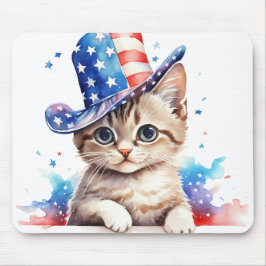 PATRIOTISCHE ROTE WEISSE BLAUE WASSERFARBE KITTY C MOUSEPAD