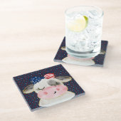 PATRIOTISCHE ROTE WEISSE BLUE COW GLASUNTERSETZER (Schrägansicht)