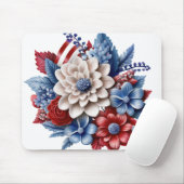 PATRIOTISCHE ROTE WEISSE BLUE FLORAL BOUQUET MOUSEPAD (Mit Mouse)