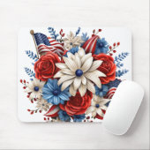 PATRIOTISCHE ROTE WEISSE BLUE FLORAL BOUQUET MOUSEPAD (Mit Mouse)