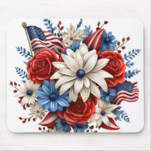 PATRIOTISCHE ROTE WEISSE BLUE FLORAL BOUQUET