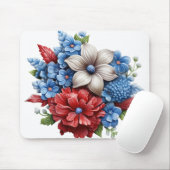 PATRIOTISCHE ROTE WEISSE BLUE FLORAL BOUQUET MOUSEPAD (Mit Mouse)