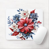 PATRIOTISCHE ROTE WEISSE BLUE FLORAL BOUQUET MOUSEPAD (Mit Mouse)