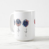 PATRIOTISCHE ROTE WEISSE BLUE SONNENBLUMEN KAFFEETASSE (Vorderseite Links)