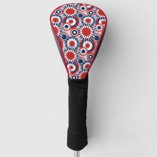 Patriotische rote weiße und blaue Feuerwerkskörper Golf Headcover (Vorderseite)