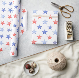 Patriotische rote weiße und blaue Sterne Geschenkpapier