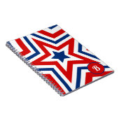 Patriotische Rote Weiße und Blaue Sterne Monogramm Notizblock (Rechte Seite)