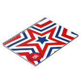 Patriotische Rote Weiße und Blaue Sterne Monogramm Notizblock (Linke Seite)