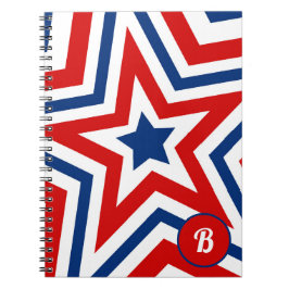 Patriotische Rote Weiße und Blaue Sterne Monogramm Notizblock