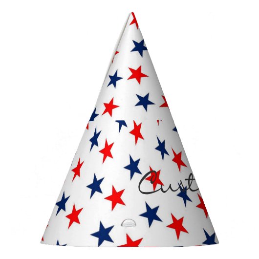 patriotische rote, weiße und blaue Sterne Partyhütchen (Links)