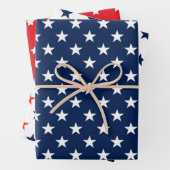 Patriotische rote, weiße und blaue USA-Flaggen Mus Geschenkpapier Set (Beispiel)