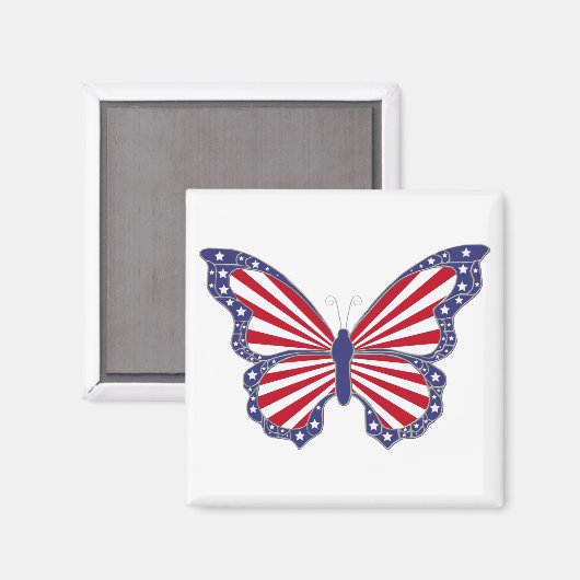Patriotische Rotwein und Blauer Schmetterling Magn Magnet (Vorderseite/Rückseite)