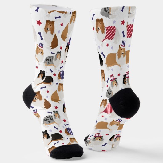 Patriotische Rough Collie Pattern Socken (Gewinkelt)