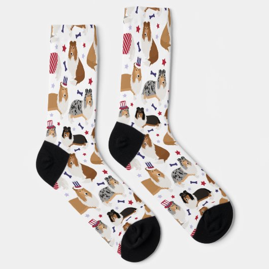 Patriotische Rough Collie Pattern Socken (Rechts)