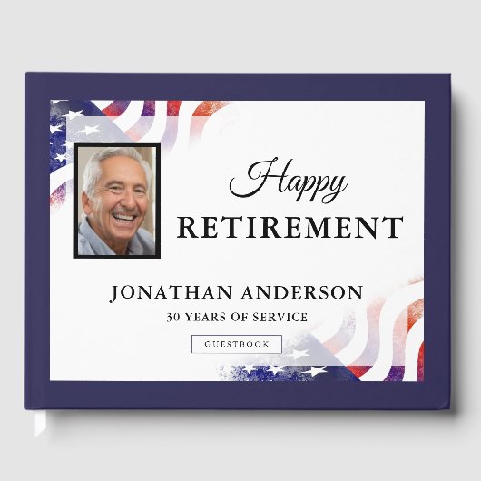Patriotische Ruhestandsflagge Party Gästebuch (Vorderseite)