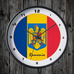 Patriotische rumänische Flagge & Rumänien Zuhause Runde Wanduhr