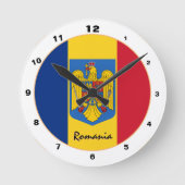 Patriotische rumänische Flagge & Rumänien Zuhause Runde Wanduhr (Vorderseite)