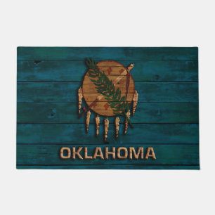Patriotische rustikale Flagge von Oklahoma Fußmatte