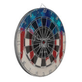 Patriotische rustikale Holzbauweise - eigener Fami Dartscheibe (Vorderseite Links)