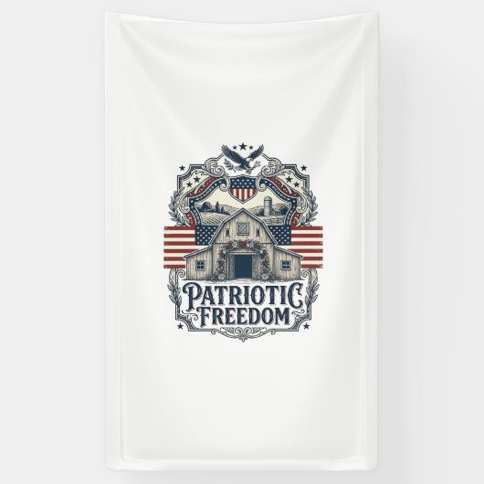 Patriotische rustikale Scheunenhochzeit Banner (Vertikal)