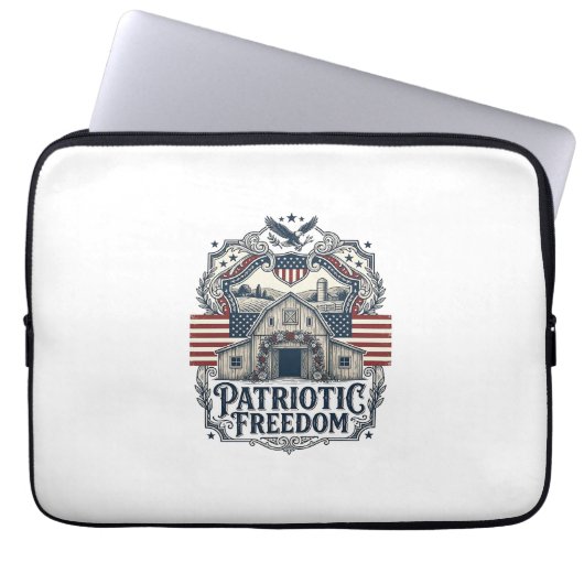 Patriotische rustikale Scheunenhochzeit Laptopschutzhülle (Vorderseite)