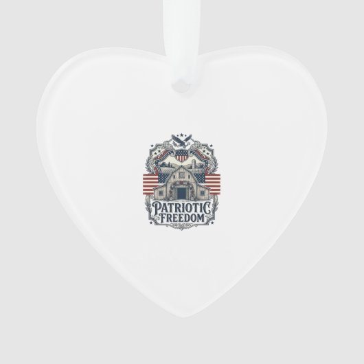 Patriotische rustikale Scheunenhochzeit Ornament (Vorderseite)